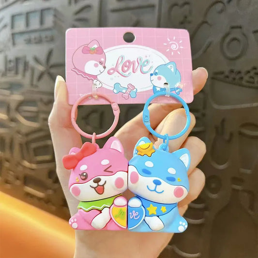 Porte Clés - Mignon Chiens Kawaii - A Partager - Aimanté - Amoureux - Meilleurs Amis - Pendentif Sac - BFF - Best Friends - Amitié