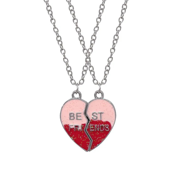 Lot de 2 Colliers ou Bracelets D'amitié Aimanté - Coeur - BFF - Best Friends Forever - Amitié - Pendentif Chaîne