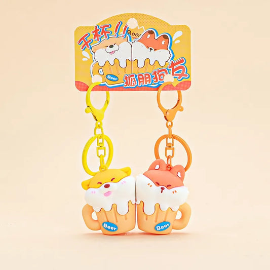 Porte Clés - Mignon Chiens Bière - A Partager - Aimanté - Amoureux - Meilleurs Amis - Pendentif Sac - BFF - Best Friends - Amitié