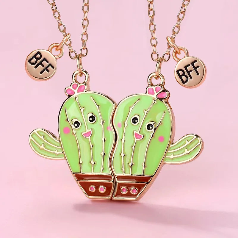 Lot de 2 Colliers D'amitié Aimanté - Cactus - BFF - Best Friends Forever - Amitié