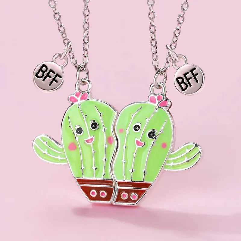 Lot de 2 Colliers D'amitié Aimanté - Cactus - BFF - Best Friends Forever - Amitié