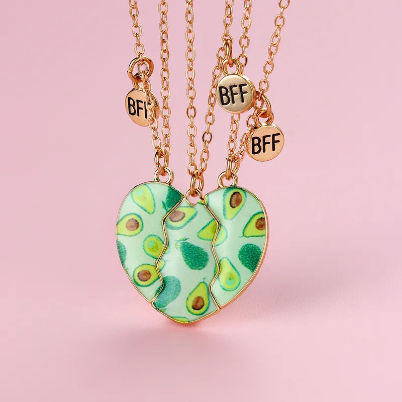 Lot de 3 Colliers BFF Aimanté - Coeur Avocat - Best Friends Forever - Amitié - Pendentif