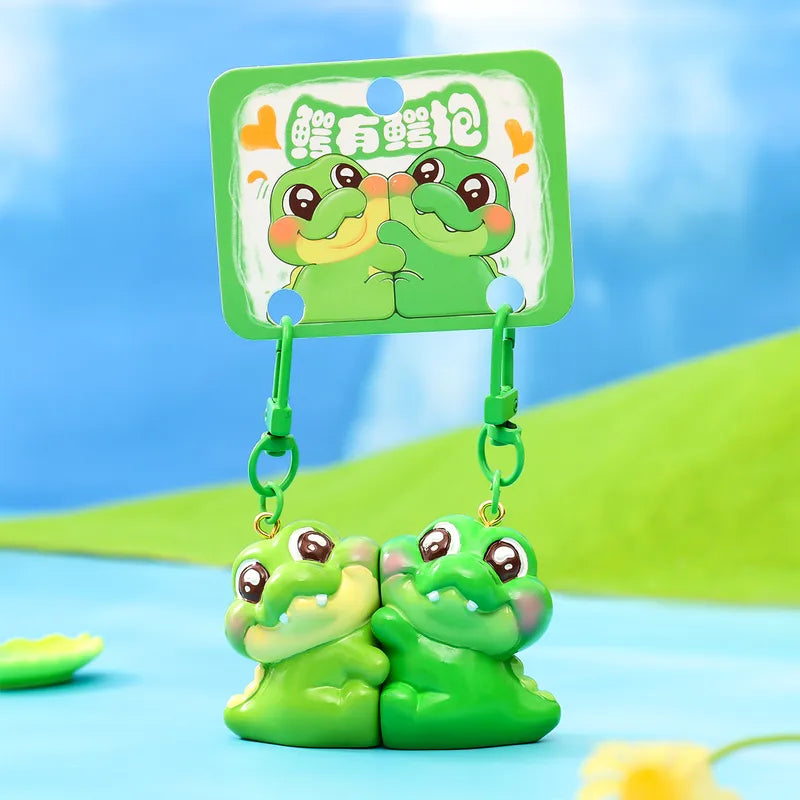 Porte Clés - Mignon Crocodiles Alligator - A Partager - Aimanté - Amoureux - Meilleurs Amis - Pendentif Sac - BFF - Best Friends - Amitié