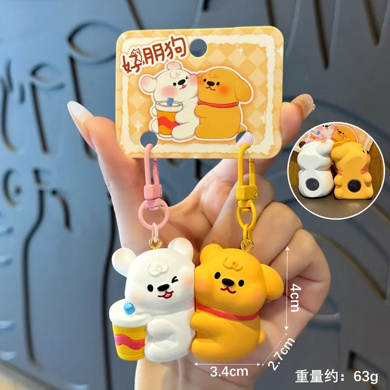 Porte Clés - Mignon Chien - A Partager - Aimanté - Amoureux - Meilleurs Amis - Pendentif Sac - BFF - Best Friends - Amitié