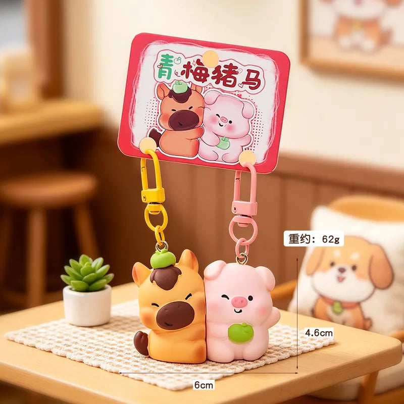 Porte Clés - Mignon Cheval Cochon - A Partager - Aimanté - Amoureux - Meilleurs Amis - Pendentif Sac - BFF - Best Friends - Amitié