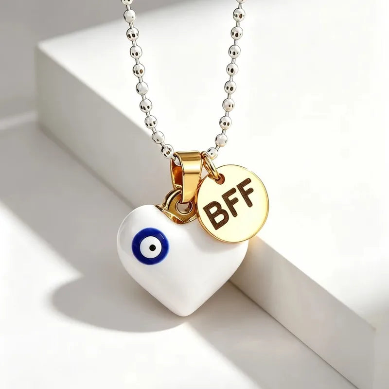 Colliers BFF - Coeur L'Oeil Du Diable - Best Friends Forever - Pendentif - Amitié - Acier inoxydable 304