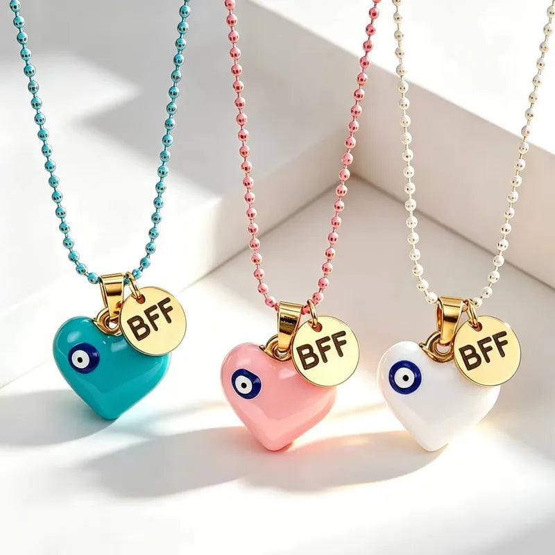 Colliers BFF - Coeur L'Oeil Du Diable - Best Friends Forever - Pendentif - Amitié - Acier inoxydable 304