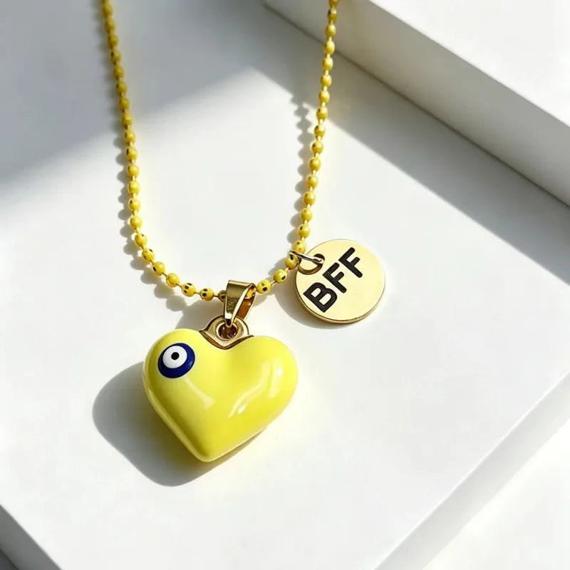 Colliers BFF - Coeur L'Oeil Du Diable - Best Friends Forever - Pendentif - Amitié - Acier inoxydable 304