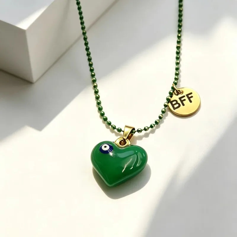 Colliers BFF - Coeur L'Oeil Du Diable - Best Friends Forever - Pendentif - Amitié - Acier inoxydable 304