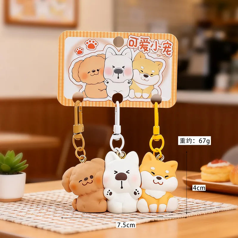 Porte Clés Trio - Mignon Chiens - A Partager à 3 - Aimanté - Amoureux - Meilleurs Amis - Pendentif Sac - BFF - Best Friends - Amitié