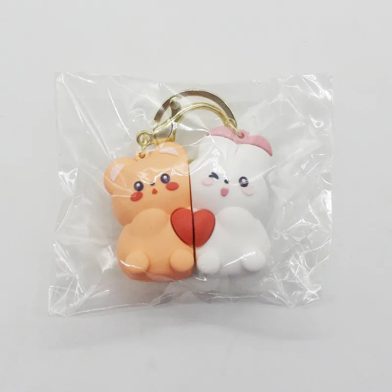 Porte Clés - Mignon Grenouille Lapin Ourson - A Partager - Aimanté - Amoureux - Meilleurs Amis - Pendentif Sac - BFF - Best Friends - Amitié