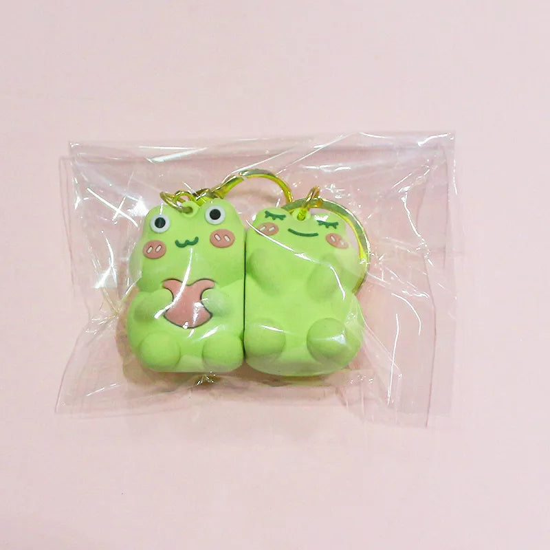 Porte Clés - Mignon Grenouille Lapin Ourson - A Partager - Aimanté - Amoureux - Meilleurs Amis - Pendentif Sac - BFF - Best Friends - Amitié
