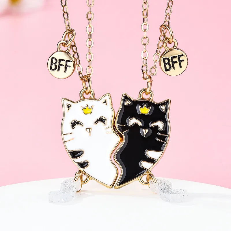 Lot de 2 Colliers D'amitié Aimanté - Chats - BFF - Best Friends Forever - Fantaisie - Pendentif Aimanté - Amitié