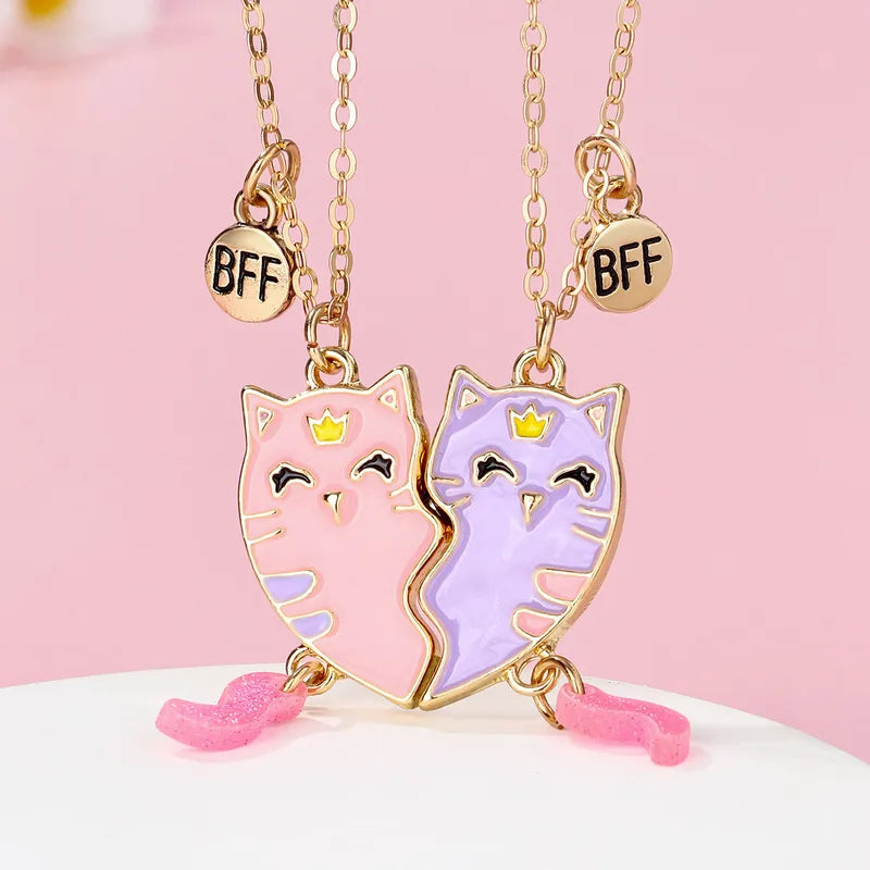 Lot de 2 Colliers D'amitié Aimanté - Chats - BFF - Best Friends Forever - Fantaisie - Pendentif Aimanté - Amitié