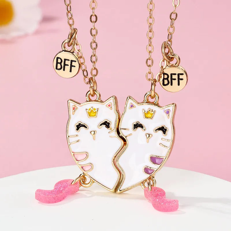 Lot de 2 Colliers D'amitié Aimanté - Chats - BFF - Best Friends Forever - Fantaisie - Pendentif Aimanté - Amitié