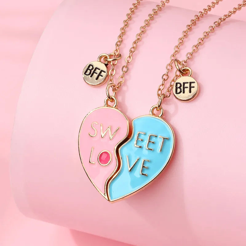 Lot de 2 Colliers D'amitié Aimanté - Coeur Sweet Love - BFF - Best Friends Forever - Amitié