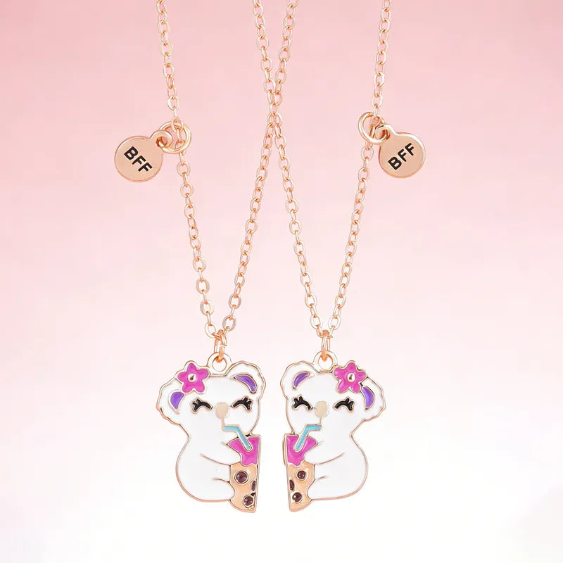 Lot de 2 Colliers D'amitié Aimanté - Koala - Couleur Bonbon Mignon - BFF - Best Friends Forever - Amitié - Fantaisie - Pendentif Aimanté