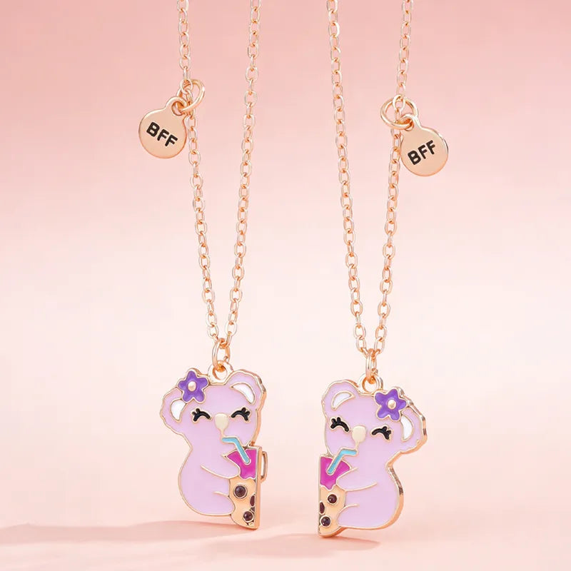 Lot de 2 Colliers D'amitié Aimanté - Koala - Couleur Bonbon Mignon - BFF - Best Friends Forever - Amitié - Fantaisie - Pendentif Aimanté