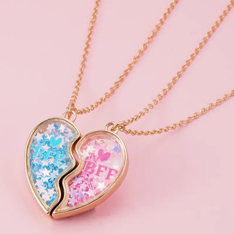 Lot de 2 Colliers D'amitié - Coeur Paillettes - BFF - Best Friends Forever - Amitié