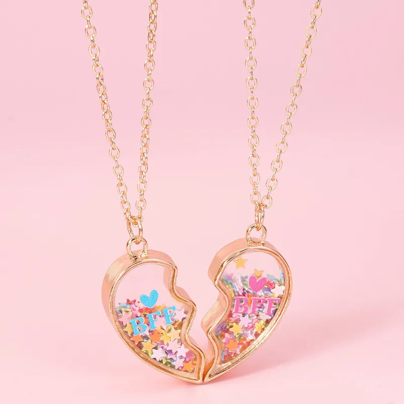 Lot de 2 Colliers D'amitié - Coeur Paillettes - BFF - Best Friends Forever - Amitié