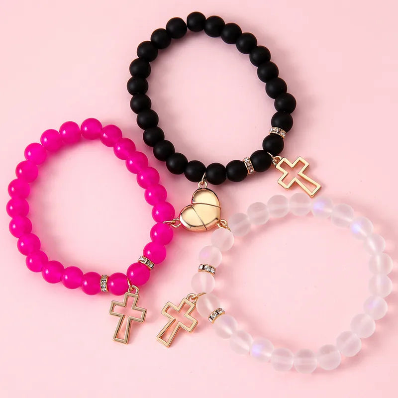 Lot de 3 Bracelets Perles BFF - Coeur Aimanté - Best Friends Forever