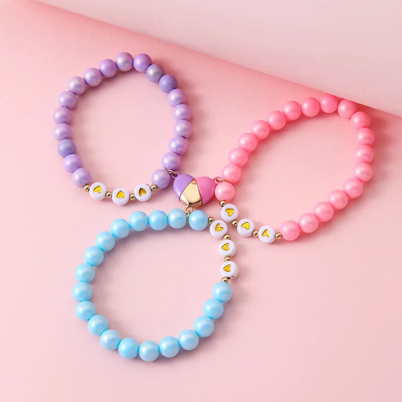 Lot de 3 Bracelets Perles BFF - Coeur Aimanté - Best Friends Forever