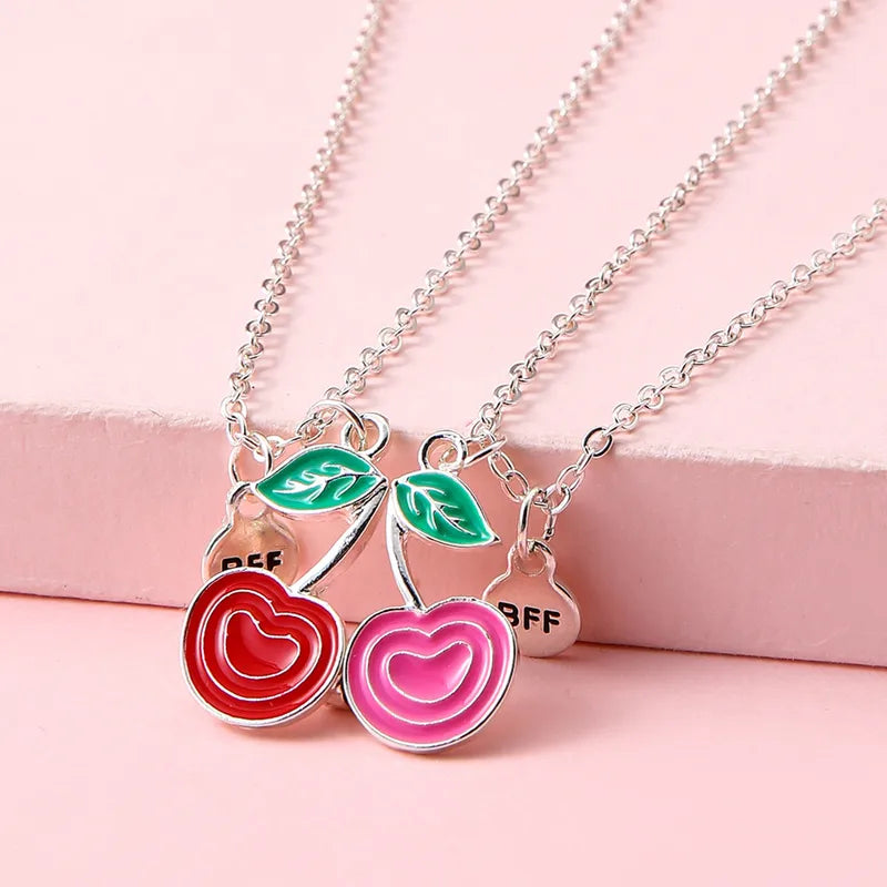 Lot de 2 Colliers D'amitié Aimanté - Cerises- BFF - Best Friends Forever - Amitié - Pendentif Aimanté - Colliers à Partager