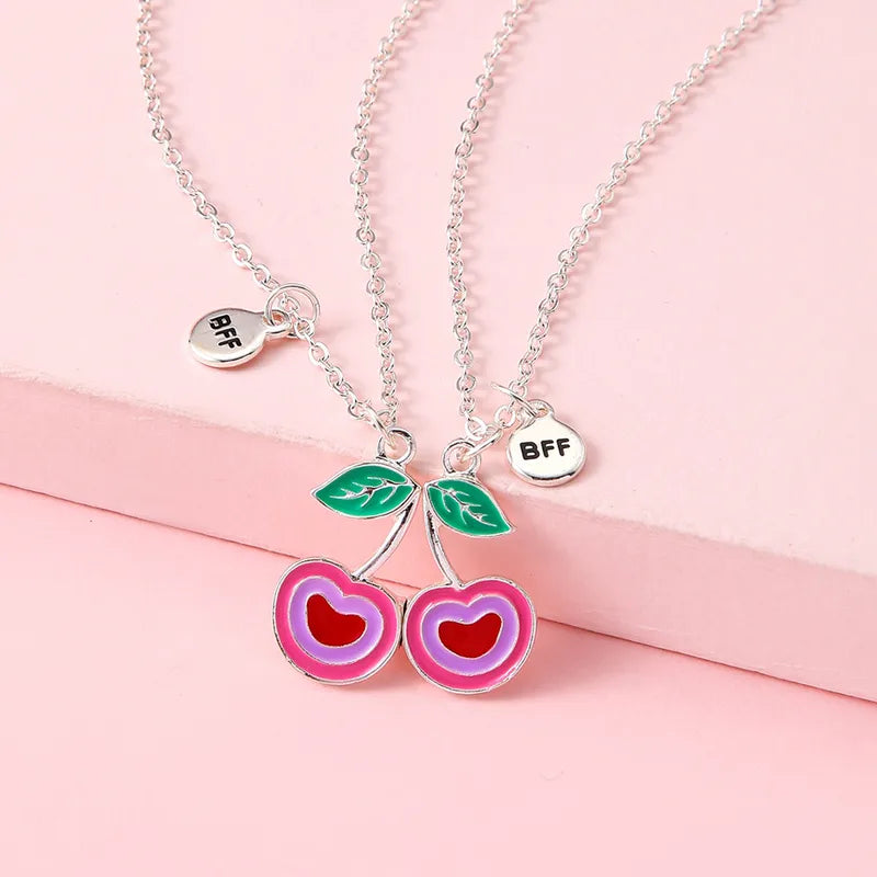 Lot de 2 Colliers D'amitié Aimanté - Cerises- BFF - Best Friends Forever - Amitié - Pendentif Aimanté - Colliers à Partager