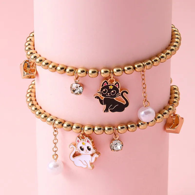 Set of 2 Adjustable Butterfly Friendship Cord Bracelets - BFF Best Friends Forever - Fancy - Stainless Steel