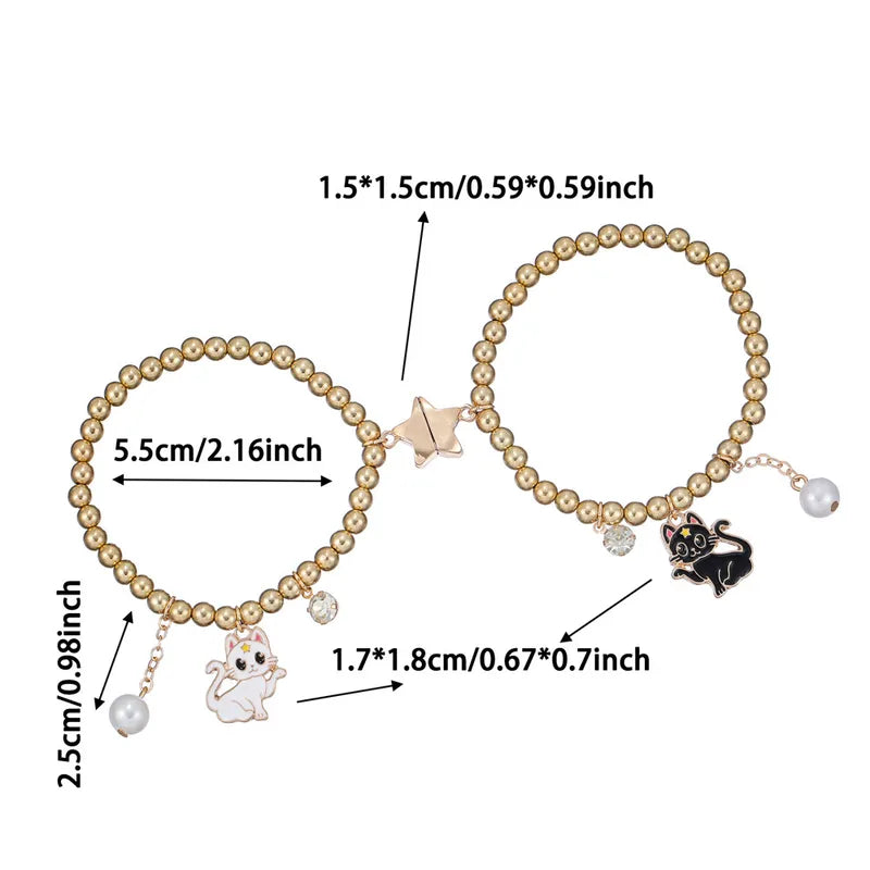 Set of 2 Adjustable Butterfly Friendship Cord Bracelets - BFF Best Friends Forever - Fancy - Stainless Steel