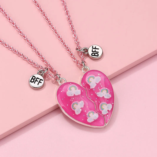 Lot de 2 Colliers BFF Aimanté - Best Friends Forever - Pendentif Coeur - Amitié