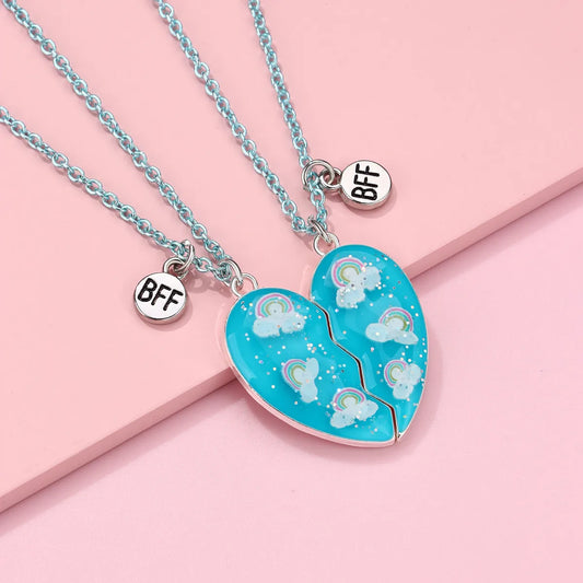 Lot de 2 Colliers BFF Aimanté - Best Friends Forever - Pendentif Coeur - Amitié