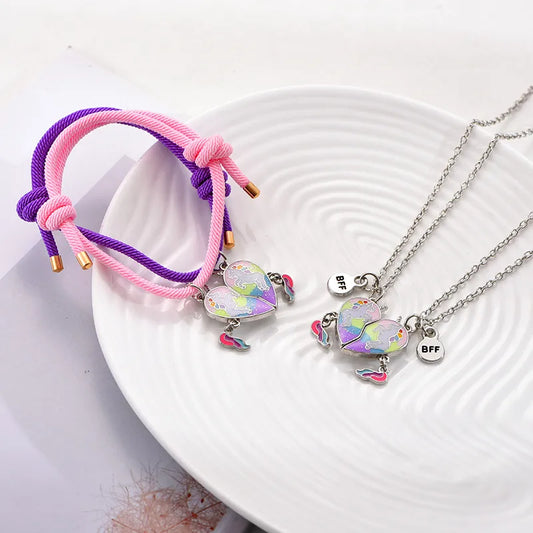 KINDER – Set mit 2 Einhorn-Freundschaftsketten – BFF Best Friends Forever – Fantasy – Magnetanhänger
