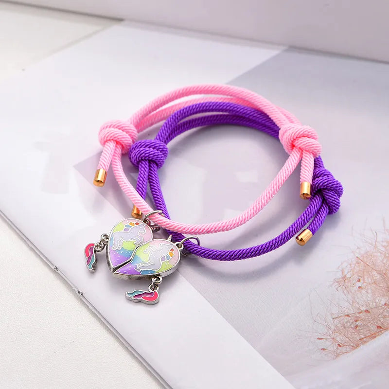 KINDER – Set mit 2 Einhorn-Freundschaftsketten – BFF Best Friends Forever – Fantasy – Magnetanhänger