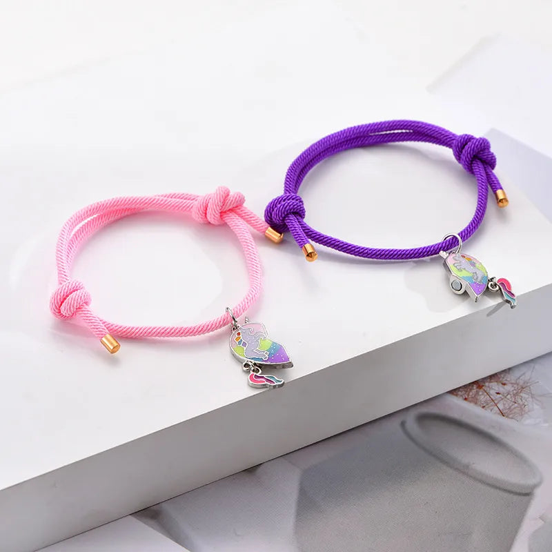 KINDER – Set mit 2 Einhorn-Freundschaftsketten – BFF Best Friends Forever – Fantasy – Magnetanhänger