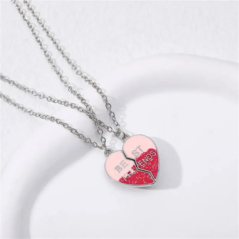 Lot de 2 Colliers ou Bracelets D'amitié Aimanté - Coeur - BFF - Best Friends Forever - Amitié - Pendentif Chaîne