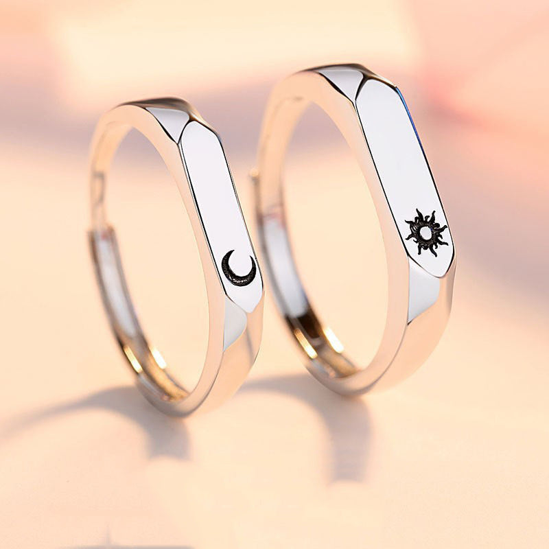 Set of 2 Heartbeat Heartbeat Friendship Rings - BFF Best Friends Couple Lovers - Adjustable Rings - Electrocardiogram