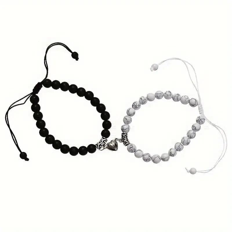 Set mit 2 Freundschaftsketten – Hip-Hop-Astronaut – BFF Beste Freunde für immer – Fantasy – magnetischer Herzanhänger – Paarliebhaber