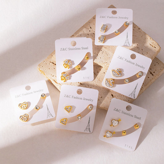 Boucles Oreilles - Lot 2 Paires - Acier Inoxydable 316L - Clous d'oreilles