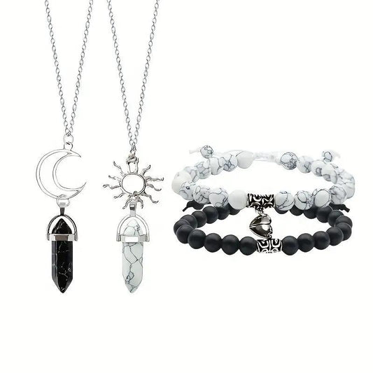 Set mit 2 Freundschaftsketten – Hip-Hop-Astronaut – BFF Beste Freunde für immer – Fantasy – magnetischer Herzanhänger – Paarliebhaber