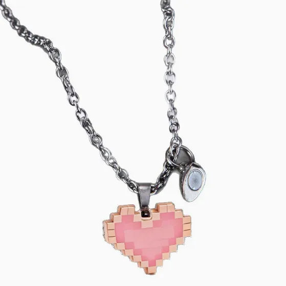Lot de 2 Colliers BFF Aimanté - Best Friends Forever - Pendentif Coeur Pixel - Amitié