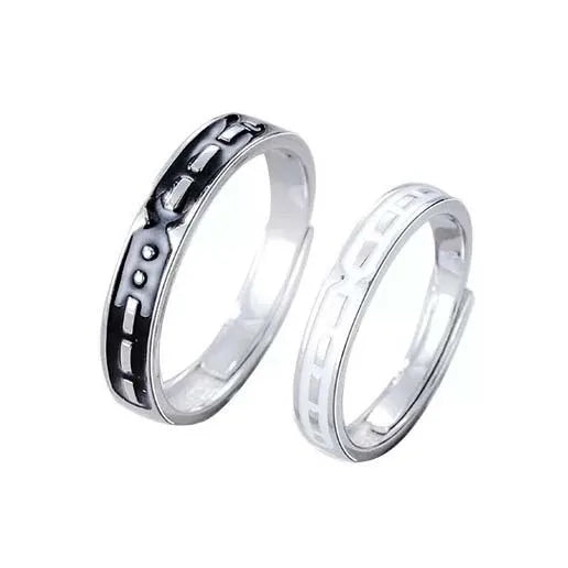 Set mit 2 Heartbeat Heartbeat Freundschaftsringen – BFF Best Friends Loving Couple – Verstellbare Ringe – Elektrokardiogramm