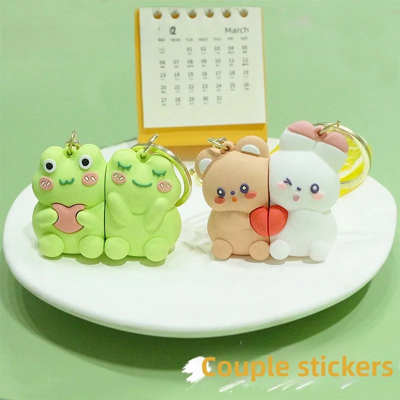 Porte Clés - Mignon Grenouille Lapin Ourson - A Partager - Aimanté - Amoureux - Meilleurs Amis - Pendentif Sac - BFF - Best Friends - Amitié