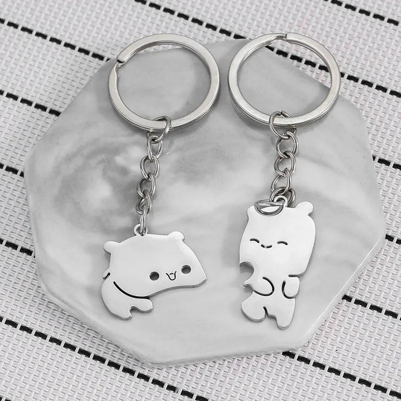 Porte Clés - Mignon Ours - Acier Inoxydable - A Partager - Amoureux - Meilleurs Amis - Pendentif Sac - BFF - Best Friends