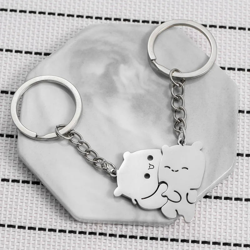 Porte Clés - Mignon Ours - Acier Inoxydable - A Partager - Amoureux - Meilleurs Amis - Pendentif Sac - BFF - Best Friends