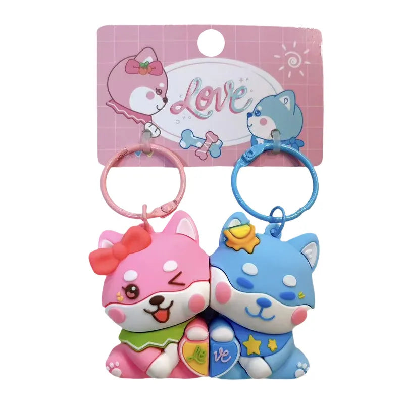 Porte Clés - Mignon Chiens Kawaii - A Partager - Aimanté - Amoureux - Meilleurs Amis - Pendentif Sac - BFF - Best Friends - Amitié