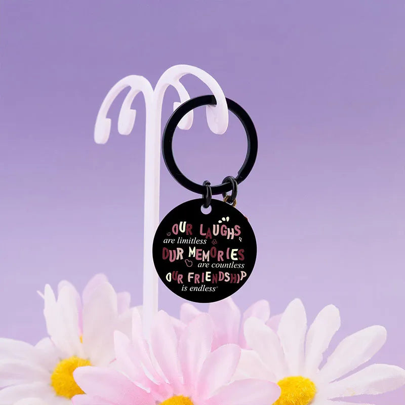 Porte Clés - Memories Friendship - BFF - Best Friends - Pendentif Sac - Acier Inoxydable