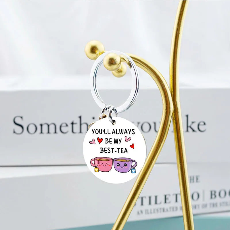 Porte Clés - Best Tea - BFF - Best Friends - Pendentif Sac - Acier Inoxydable