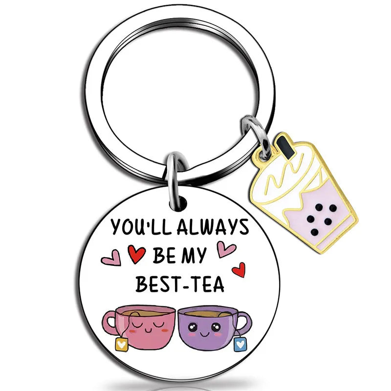 Porte Clés - Best Tea - BFF - Best Friends - Pendentif Sac - Acier Inoxydable