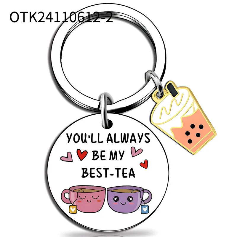 Porte Clés - Best Tea - BFF - Best Friends - Pendentif Sac - Acier Inoxydable